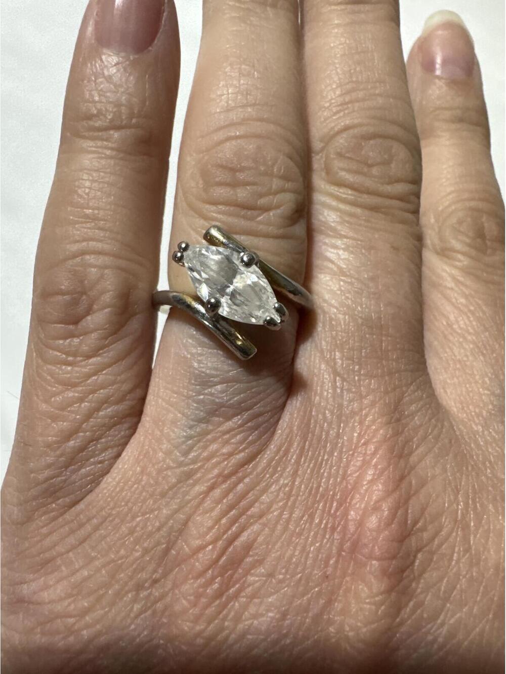 Unique Marquise Cut Crystal Ring Size 7